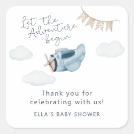 Lass der Adventure Begin Baby-Dusche Quadratischer Aufkleber