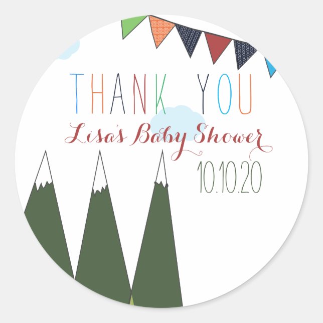 Lass der Adventure Begin Baby-Dusche Runder Aufkleber (Vorderseite)