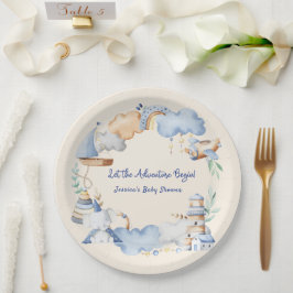 Lass der Adventure Begin Boy Baby Toy Baby Shower Pappteller