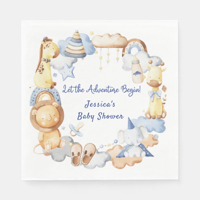 Lass der Adventure Begin Boy Baby Toy Baby Shower Serviette (Vorderseite)