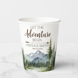 Lass der Adventure Begin Forest Rustic Baby Shower Pappbecher