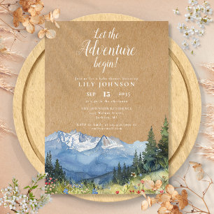 Lass der Adventure Begin Mountain Baby Dusche Einladung