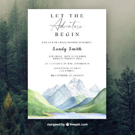 Lass der Adventure Begin Mountain Boy Baby Dusche Einladung