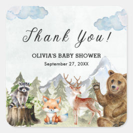 Lass der Adventure Begin Mountain Boy Baby Shower Quadratischer Aufkleber