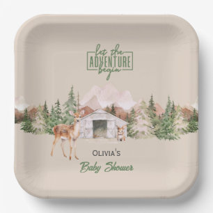 Lass der Adventure Begin Mountain Sage Baby Dusche Pappteller