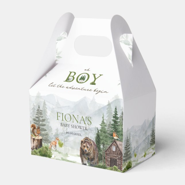 Lass der Adventure Begin Mountains Boy Baby Dusche Geschenkschachtel (Vorderseite)