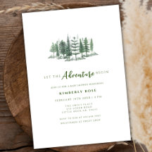Lass der Adventure Begin Rustic Forest Baby Shower