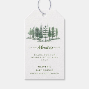 Lass der Adventure Begin Rustic Forest Baby Shower Geschenkanhänger