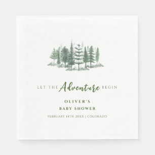 Lass der Adventure Begin Rustic Forest Baby Shower Serviette