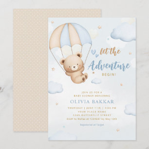Lass der Adventure Begin Teddy Bear Baby Shower Einladung