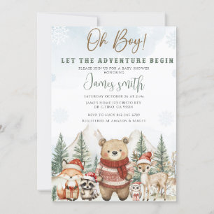 Lass der Adventure Begin Woodland Babydusche Einladung