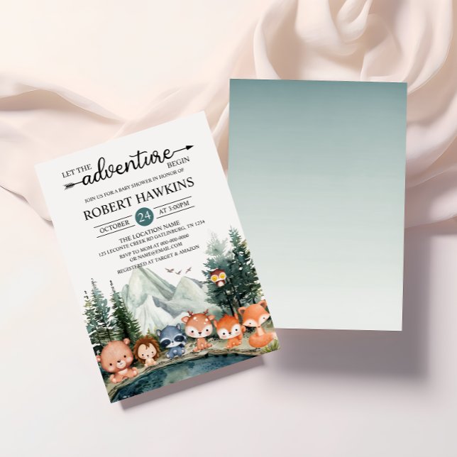 Lass der Adventure Begin Woodland Babydusche Einladung (Von Creator hochgeladen)