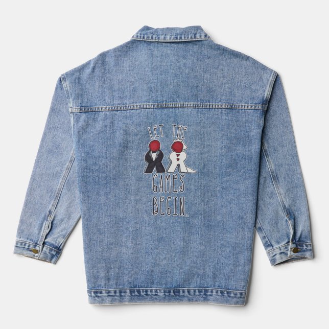 Lass der Games Begin Meeple Wedding Art Jeansjacke (Rückseite)
