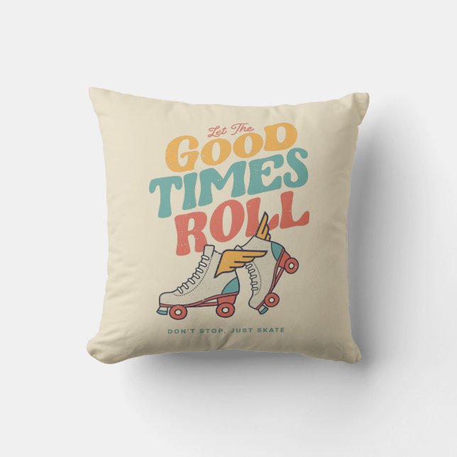LASS DER GUTEN ZEITEN ROLL 80er RETRO ROLLER SKATE Kissen (Vorderseite)
