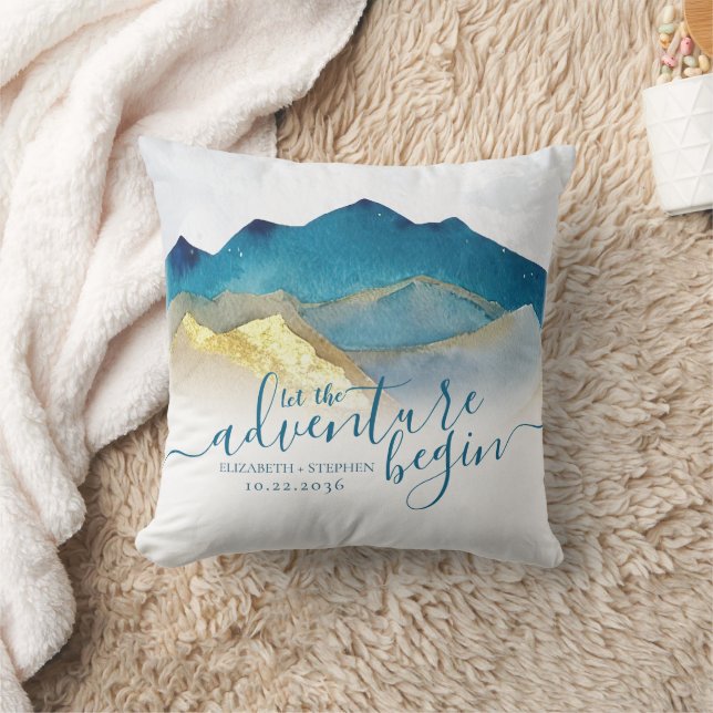 Lass der Hochzeit des Blauen Golfs Kissen (Decke)