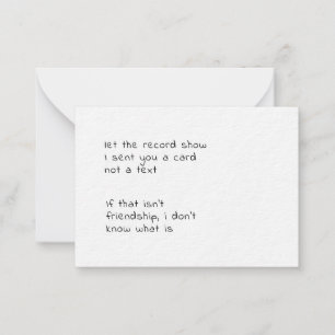 lass der Rekordshow, die ich dir geschickt habe, e Mitteilungskarte