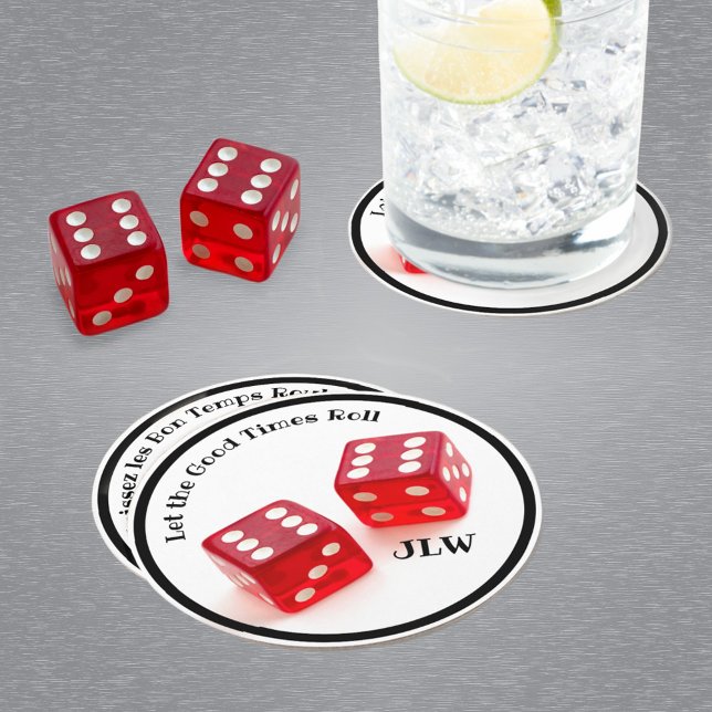 Lass der Rolle Gute Zeiten mit Initialen Runder Pappuntersetzer (Von Creator hochgeladen)