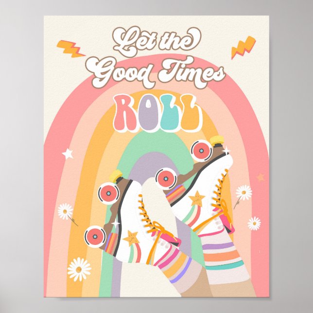 Lass der Rollen-Roller-Skate-Skaten Retro der gute Poster (Vorne)