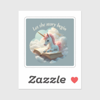 Lass der Story Begin - Niedliche Einhornklemme Aufkleber