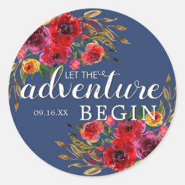 Lass des Abenteuers Begin Blues Datum Runder Aufkleber