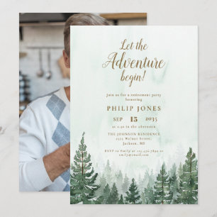 Lass des Abenteuers Begin Forest Foto Retirement Einladung