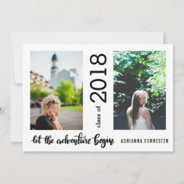 Lass des Abenteuers Begin Graduate Zwei Foto Einladung