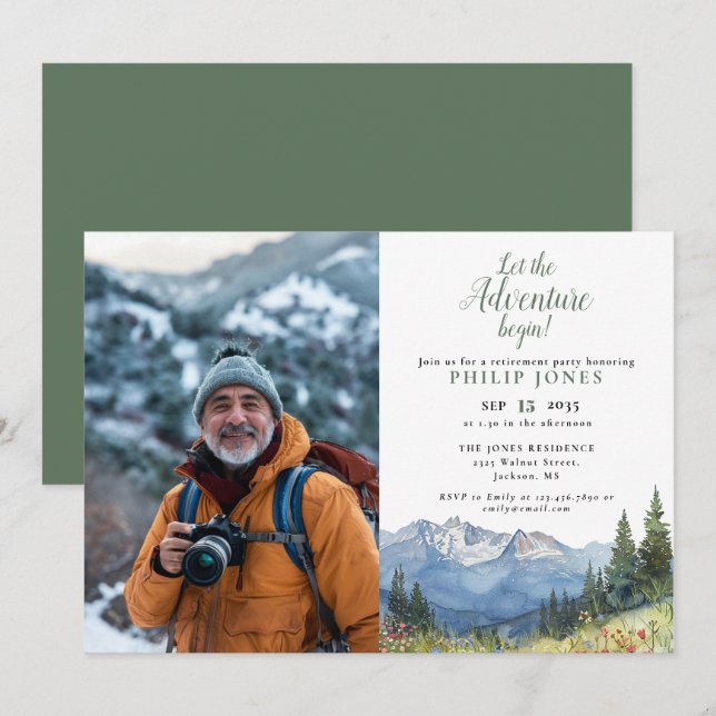 Lass des Abenteuers Begin Mountain Foto Rente Einladung (Vorne/Hinten)