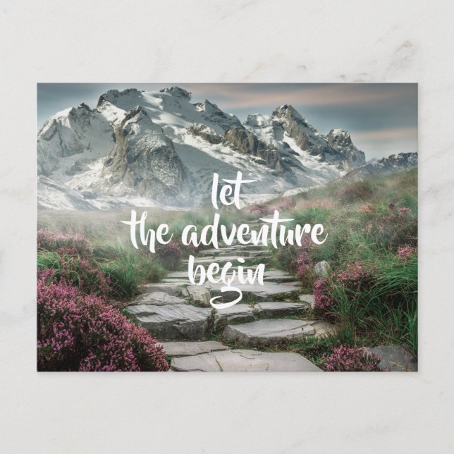 Lass des Abenteuers beginnen /Berge /Personalisier Postkarte (Vorderseite)