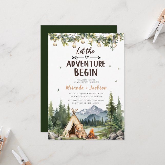 Lass des Erlebnisbeginns Einladung (Vorderseite/Rückseite Beispiel)