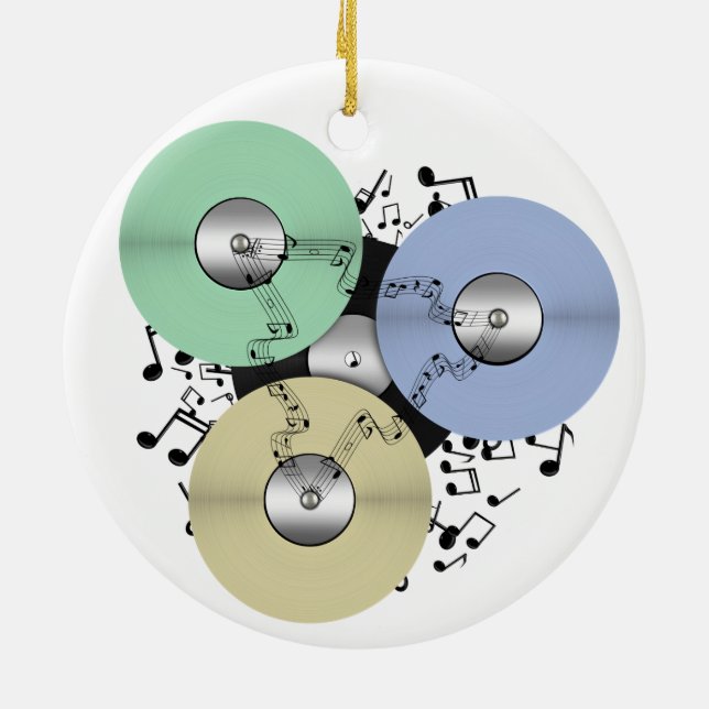 Lass des Musikflusses (Rollen zu Rollen und Vinyl- Keramik Ornament (Hinten)
