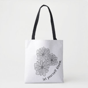 'Lass Dich Entfalten' Florales Zitat Natürliches B Tasche