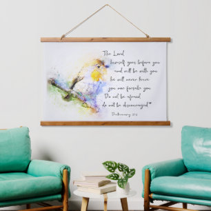 Lass dich nicht entmutigen, Aquarell-Vogel Wandteppich Mit Holzrahmen
