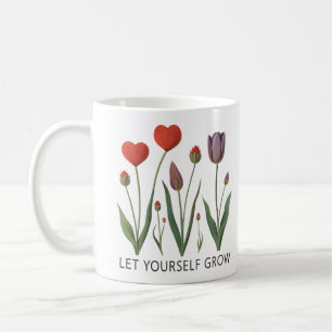 Lass dich wachsen Florale Herz Tulpen Kunst Kaffeetasse