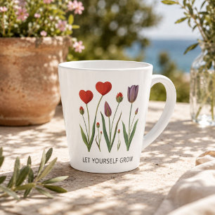 Lass dich wachsen Florale Herz Tulpen Kunst Milchtasse
