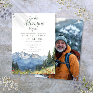 Lass die Abenteuer beginnen Mountain Ruhestandsfei Einladung