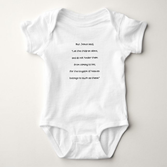 Lass die Kinder allein - Matthew 19:14 Bibelverse Baby Strampler (Vorderseite)
