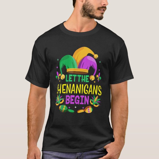 Lass die Shenanigans Begin Mardi Gras Kinder Männe T-Shirt (Vorderseite)