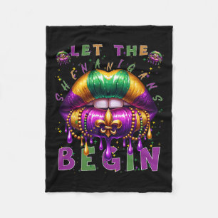 Lass die Shenanigans Begin Mardi Gras Lips Kinder Fleecedecke