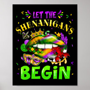 Lass die Shenanigans Begin Mardi Gras Lips Kinder  Poster