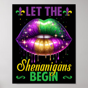 Lass die Shenanigans Begin Mardi Gras Lips Kinder Poster