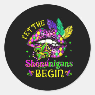Lass die Shenanigans Begin Mardi Gras Lips Kinder  Runder Aufkleber