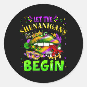 Lass die Shenanigans Begin Mardi Gras Lips Kinder  Runder Aufkleber