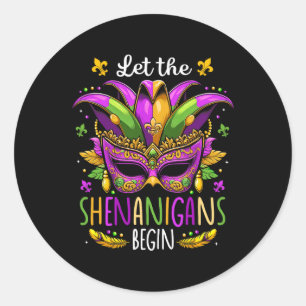 Lass die Shenanigans fangen Maske Beads Mardi Gras Runder Aufkleber