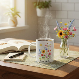 Lass dir Blume und Sonne personalisiert Kaffeetasse