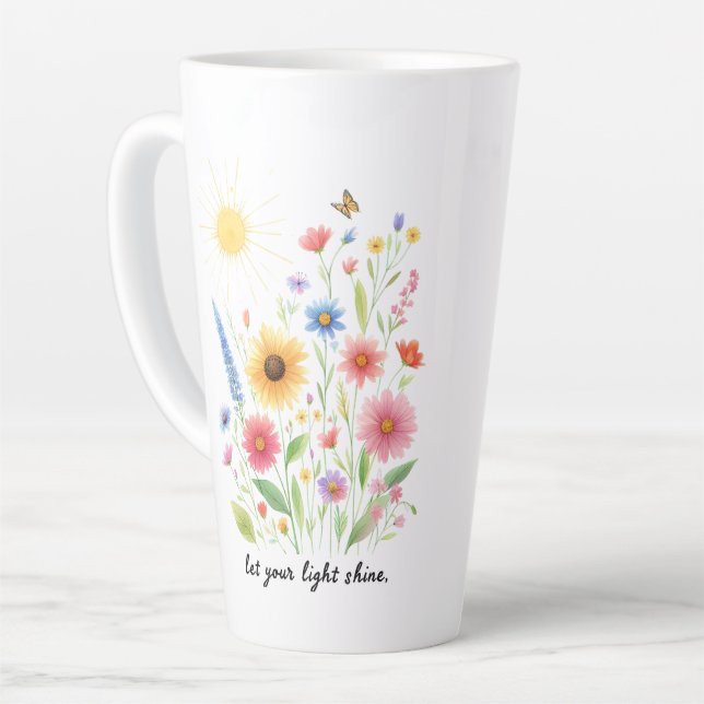 Lass dir helle Blume und Sonne Milchtasse (Linke Ecke)