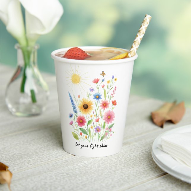 Lass dir helle Blume und Sonne Pappbecher (In Situ)