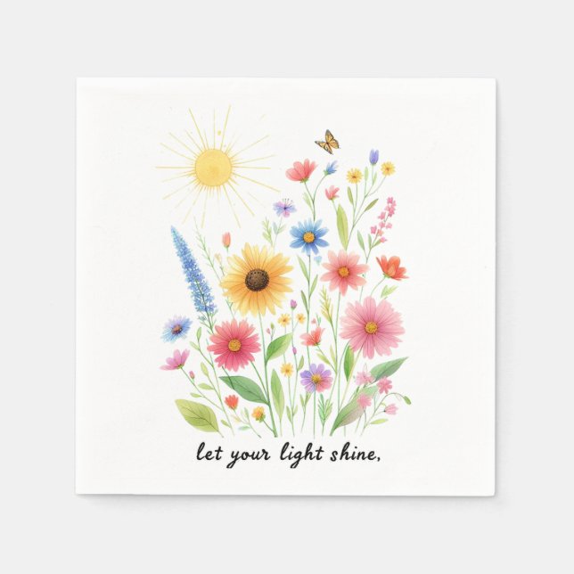 Lass dir helle Blume und Sonne Serviette (Vorderseite)