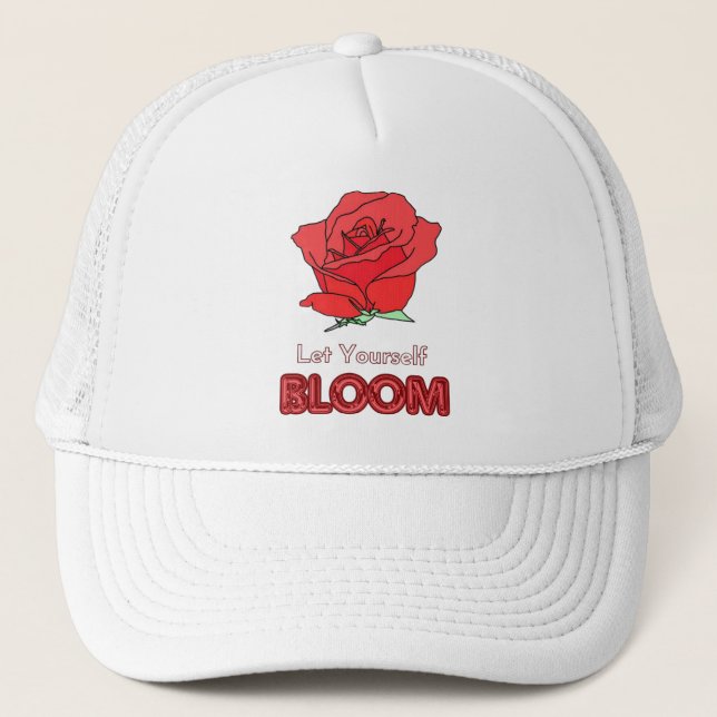 Lass dir selbst Rote Rose Kunst Truckerkappe (Vorderseite)