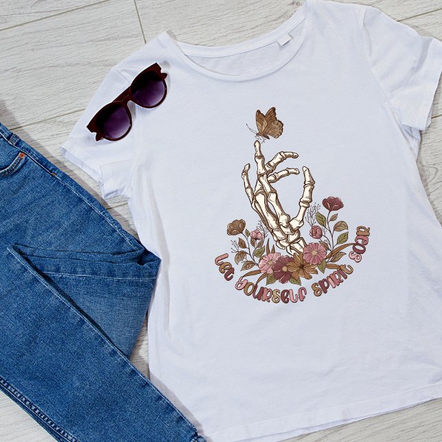 Lass Dir selbst Spirit Soar Skelett Handschmetterl T-Shirt (Von Creator hochgeladen)