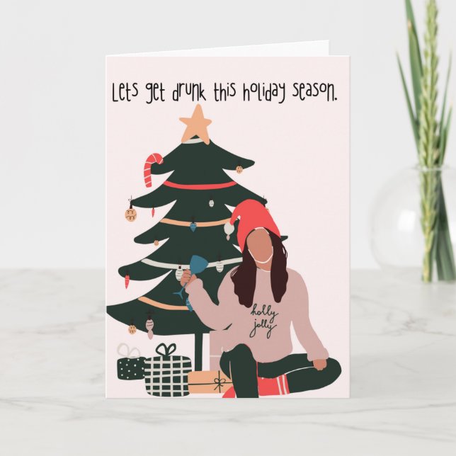 Lass erhält betrunkene Weihnachtskarte Karte (Vorderseite)